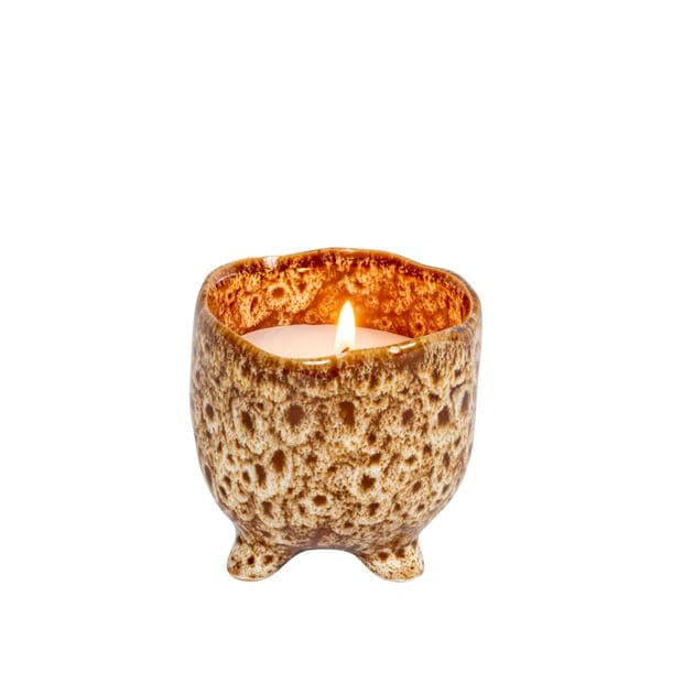 CERAMIC Brown potted candle H 8 cm - Ø 8 cm - best price from Maltashopper.com CS661101