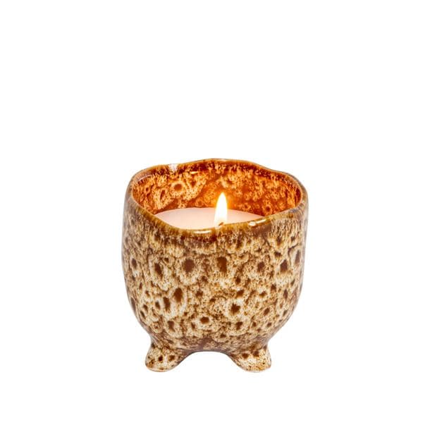 CERAMIC Brown potted candle H 8 cm - Ø 8 cm