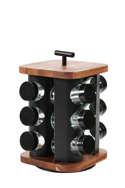 ACACIA LUX Black spice rack, natural H 24 x W 16.5 x D 16.5 cm - best price from Maltashopper.com CS673498