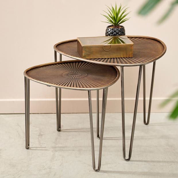 OVO Coffee tables set of 2 silver-plated, copper - best price from Maltashopper.com CS637343
