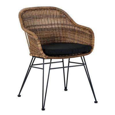 VIENNA Dining chair black, natural H 78 x W 57 x D 61 cm - Premium Garden chairs from Casa - Just €202.99! Shop now at Maltashopper.com