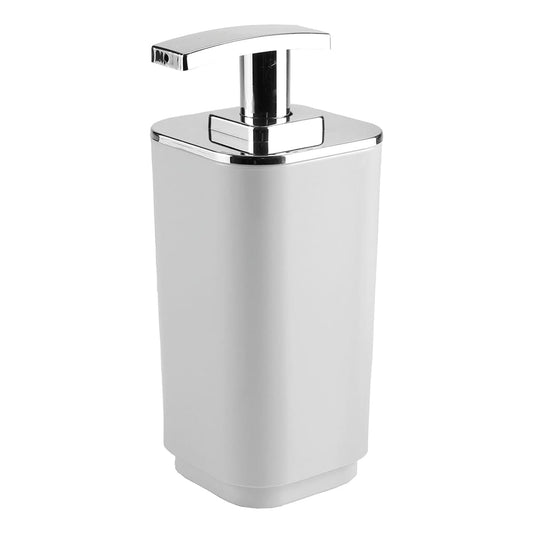 COUNTERTOP SOAP DISPENSER WHITE PLASTIC SQUARE