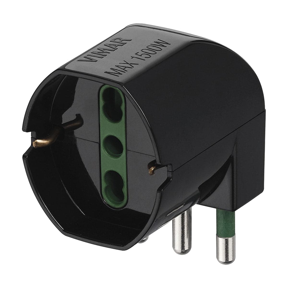 SPACE-SAVING ADAPTER PLUG 16A UNIVERSAL SOCKET 90 DEGREES BLACK - best price from Maltashopper.com BR420003033