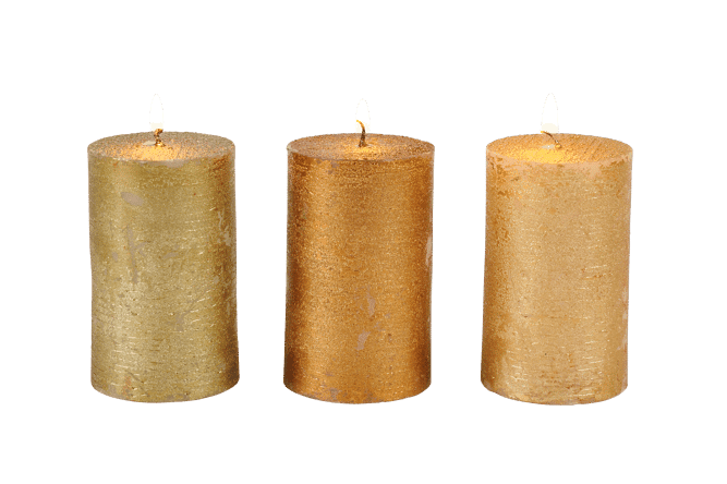 METAL Cylindrical candle 3 colors golden, bronze, olive green H 8 cm - Ø 5 cm - best price from Maltashopper.com CS676053