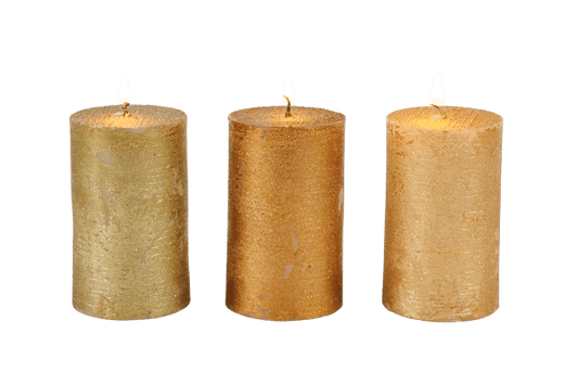 METAL Cylindrical candle 3 colors golden, bronze, olive green H 8 cm - Ø 5 cm - best price from Maltashopper.com CS676053