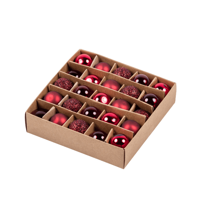 DARK RED Christmas ball set of 25 redØ 2 cm