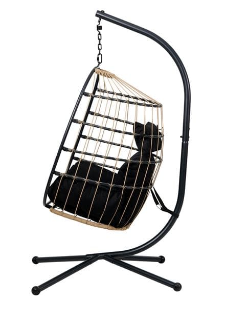 BAZAI Hanging chair with black support stand H 190 x W 110 x D 96 cm
