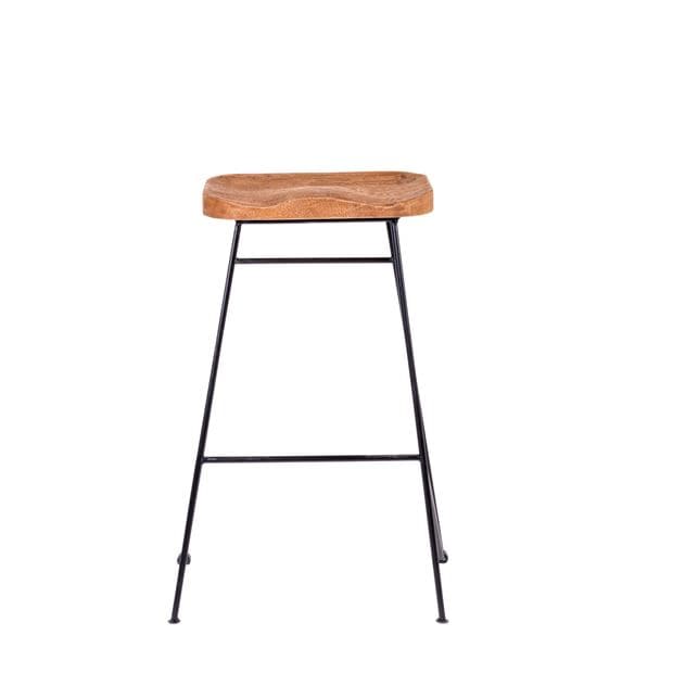 TEAK Black bar stool, natural H 75 x W 40 x D 30 cm - best price from Maltashopper.com CS643461