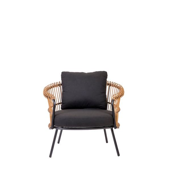 LARGOW Lounge armchair black, natural H 72 x W 82 x D 90 cm
