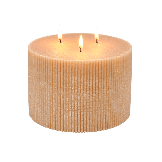 RUSTIC Ocher wavy candle H 10 cm - Ø 15 cm
