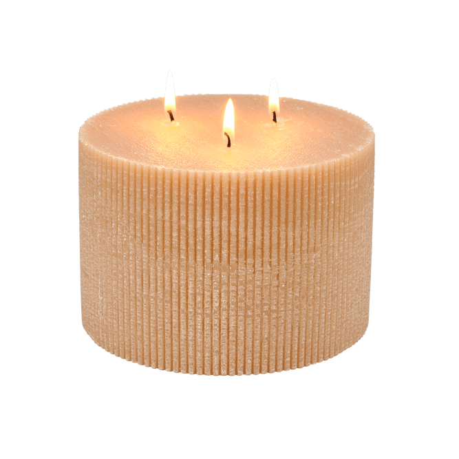 RUSTIC Ocher wavy candle H 10 cm - Ø 15 cm - best price from Maltashopper.com CS677362