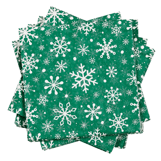 Casa SNOWFLAKES GREEN Set of 20 green paper napkins W 33 x L 33 cm