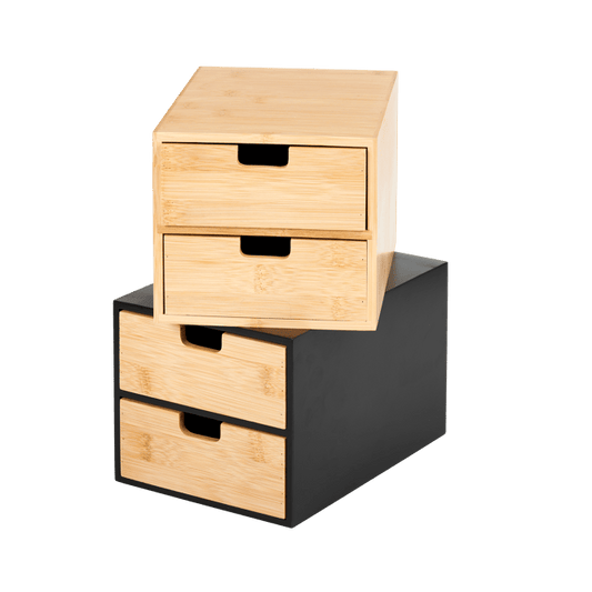 BAMBOO Chest of drawers 2 drawers 2 colours various colours, black, naturalH 14,5 x W 16,5 x D 23 cm - best price from Maltashopper.com CS674695