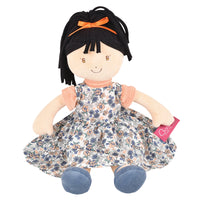 Tammy Lu - Black Hair and White and Orange Dress with Blue Flowers (35 cm)