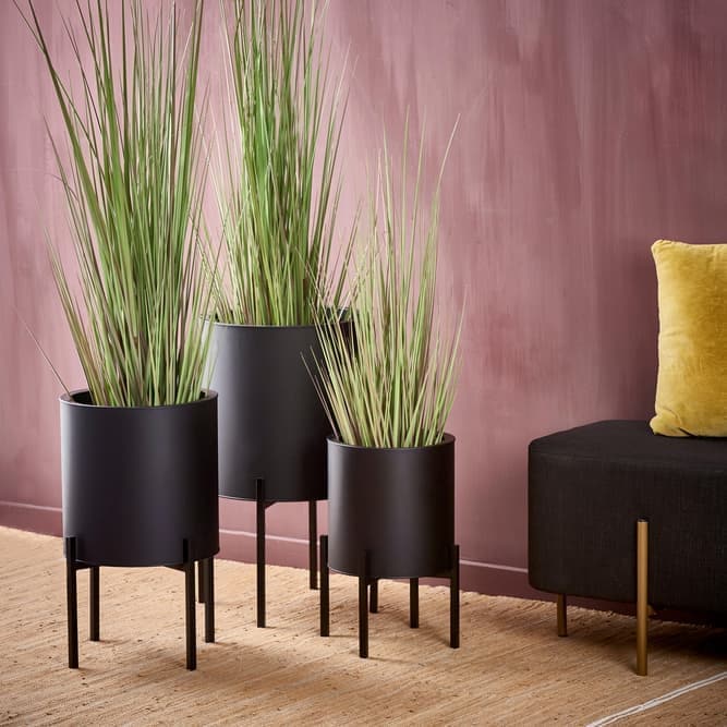 LOUNGE Black garden pot H 50 cm - Ø 30 cm - best price from Maltashopper.com CS628124