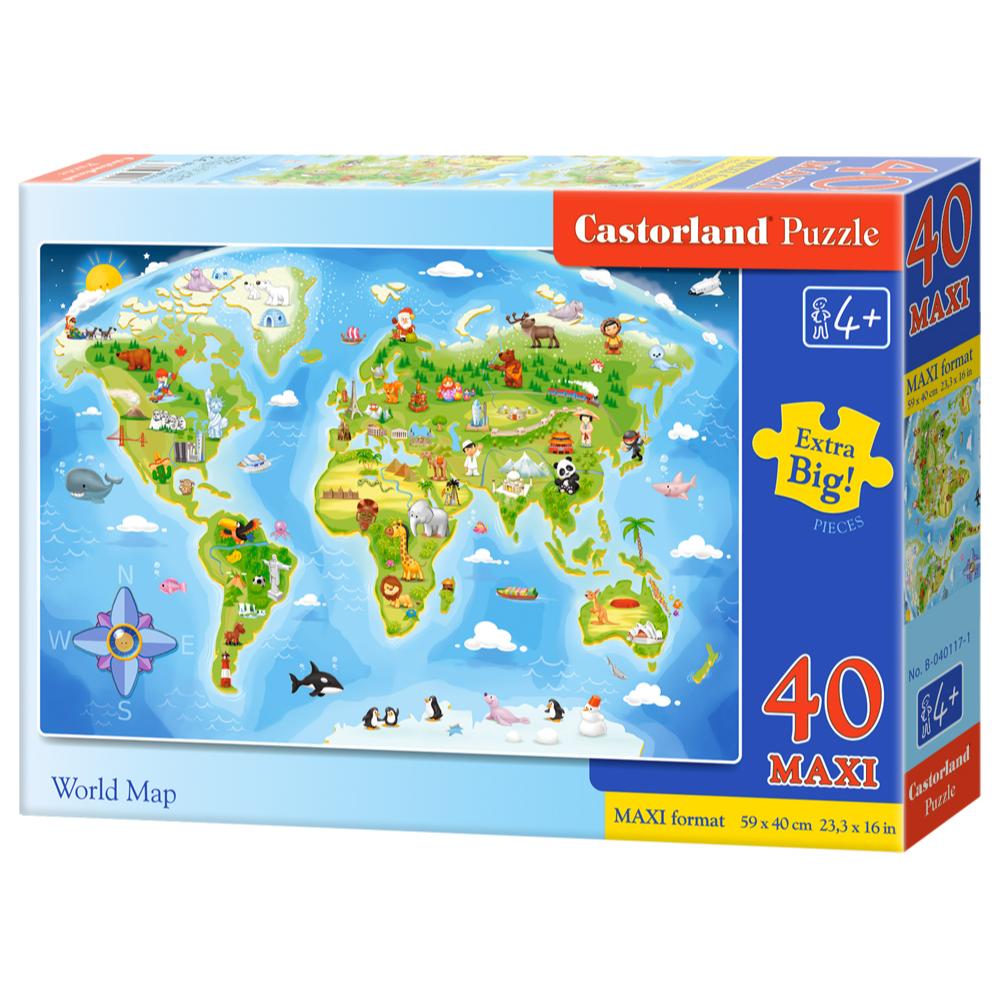 Maxi Puzzle 40 Pieces - World Map