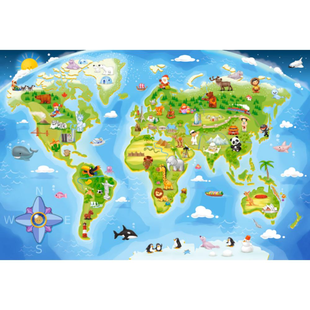 Maxi Puzzle 40 Pieces - World Map