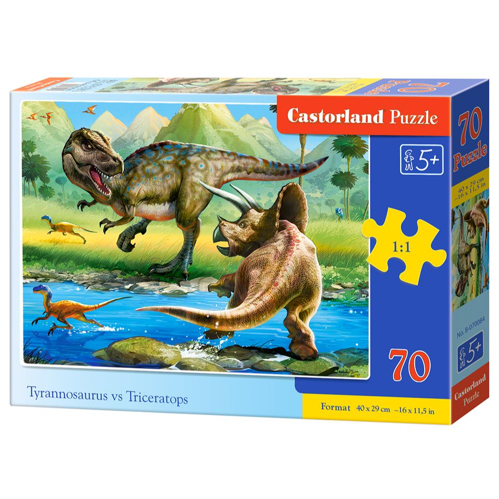 Puzzle 70 Pezzi - Tyrannosaurus vs Triceratops