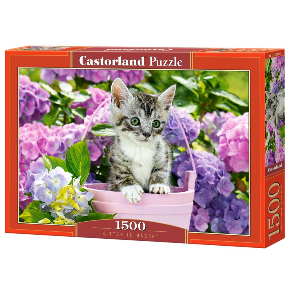 1500 Piece Puzzle - Kitten in Basket