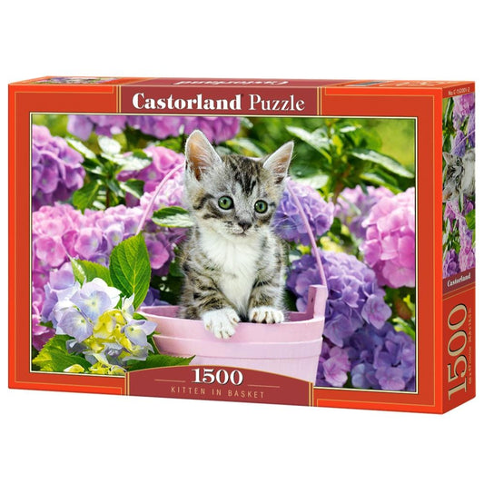 1500 Piece Puzzle - Kitten in Basket