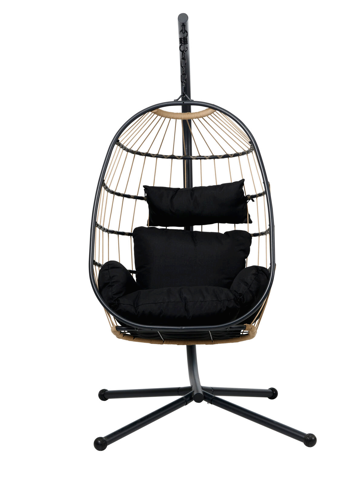 BAZAI Hanging chair with black support stand H 190 x W 110 x D 96 cm - Premium Hanging chairs from Casa - Just $407.14! Shop now at Maltashopper.com