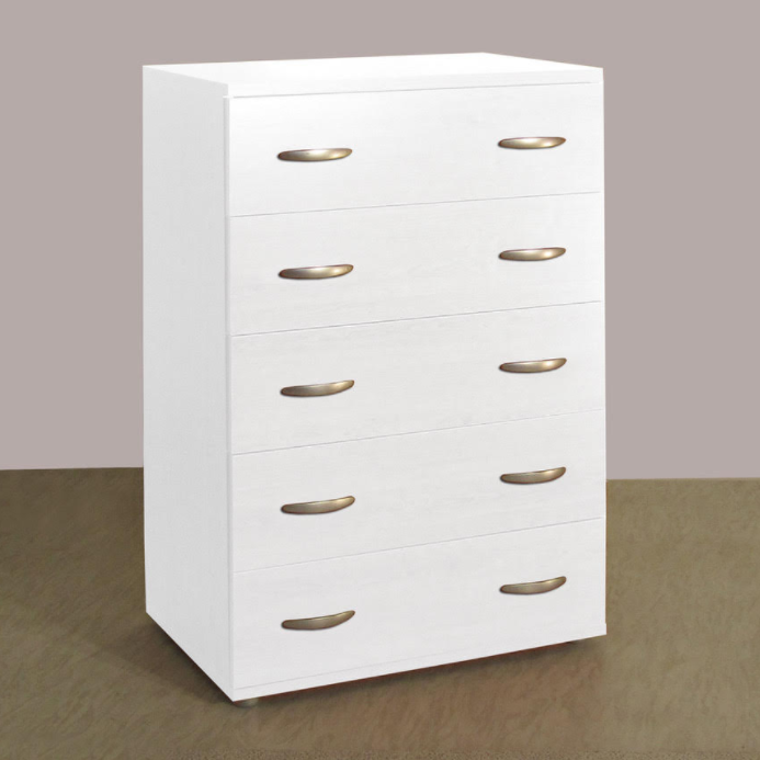 CHEST OF DRAWERS 5 DRAWERS WHITE 70X40X100H