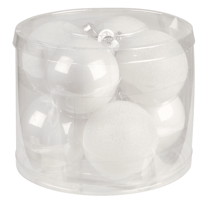 WHITE Christmas ball set of 8 whiteØ 7 cm - best price from Maltashopper.com CS664398