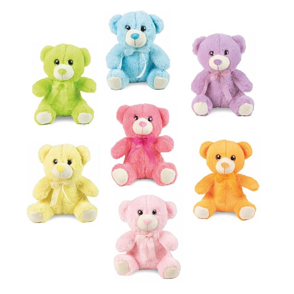 Colored Sitting Teddy Bears H25cm 7 Asst. - Padding made of 100% recycled material