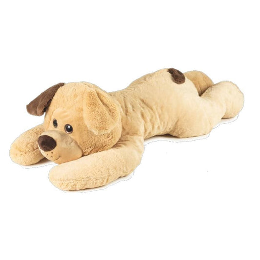 Beige Dog With Brown Ear Lying Down 100 cm Glitter - Padding 100% Recycled Material