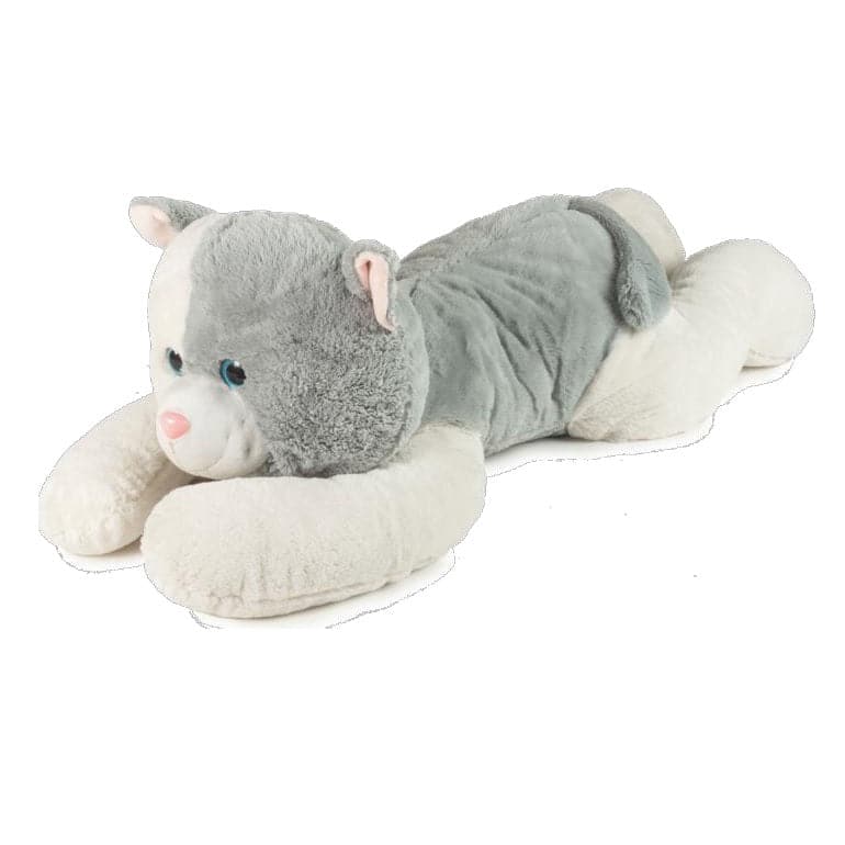 Two Tone Gray White Cat Lying 100 Cm Glitter Padding 100% Recycled Material