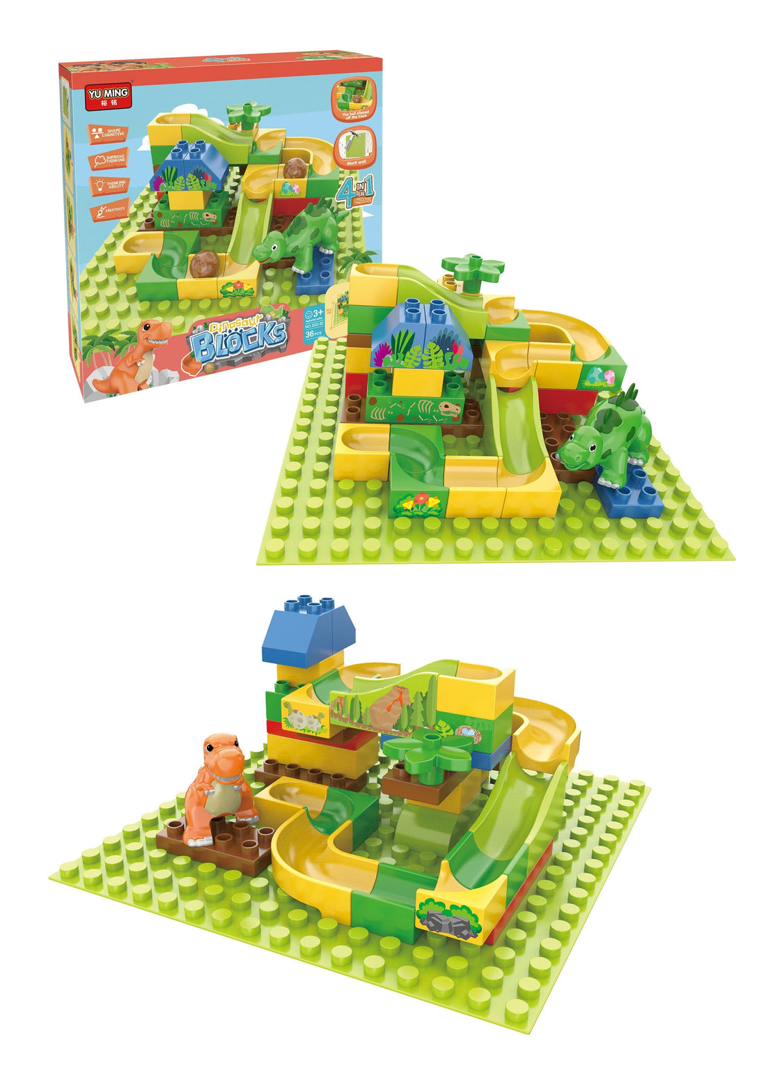 PLAYSET BRICKS 36PZ THEME DINOSAURS H37XL28CM