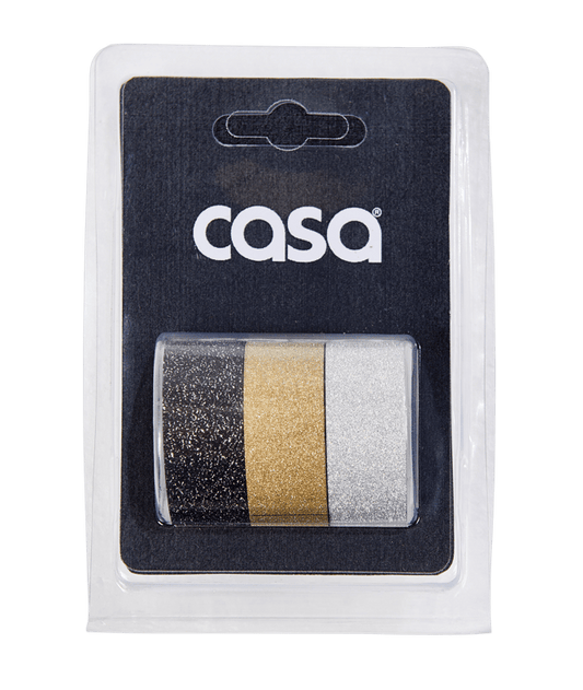 Casa GLITTER Adhesive tape set of 3 3 colors grey, golden, silver, W 1,5 x L 300 cm