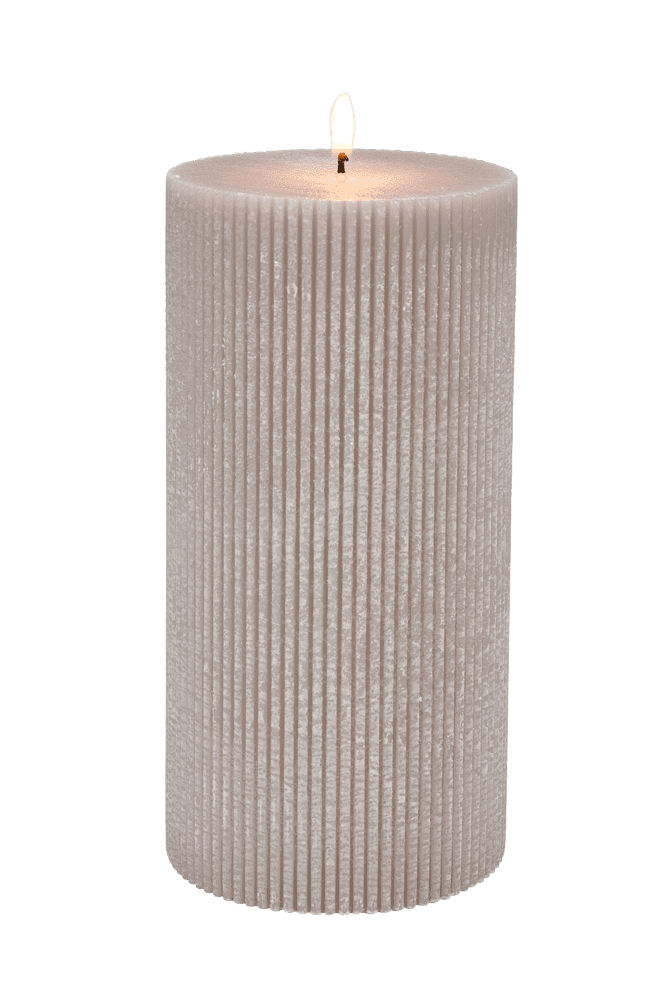 RUSTIC Gray wavy candle H 20 cm - Ø 10 cm