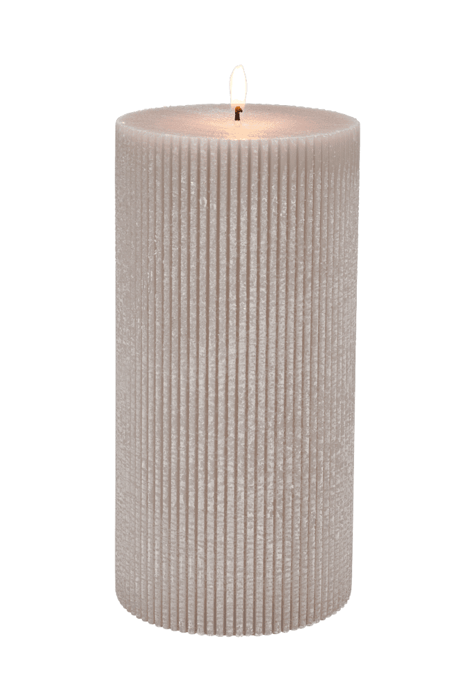 RUSTIC Gray wavy candle H 20 cm - Ø 10 cm - best price from Maltashopper.com CS677334