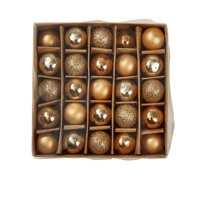GOLD Christmas ball set of 25 goldenØ 2 cm - best price from Maltashopper.com CS657307