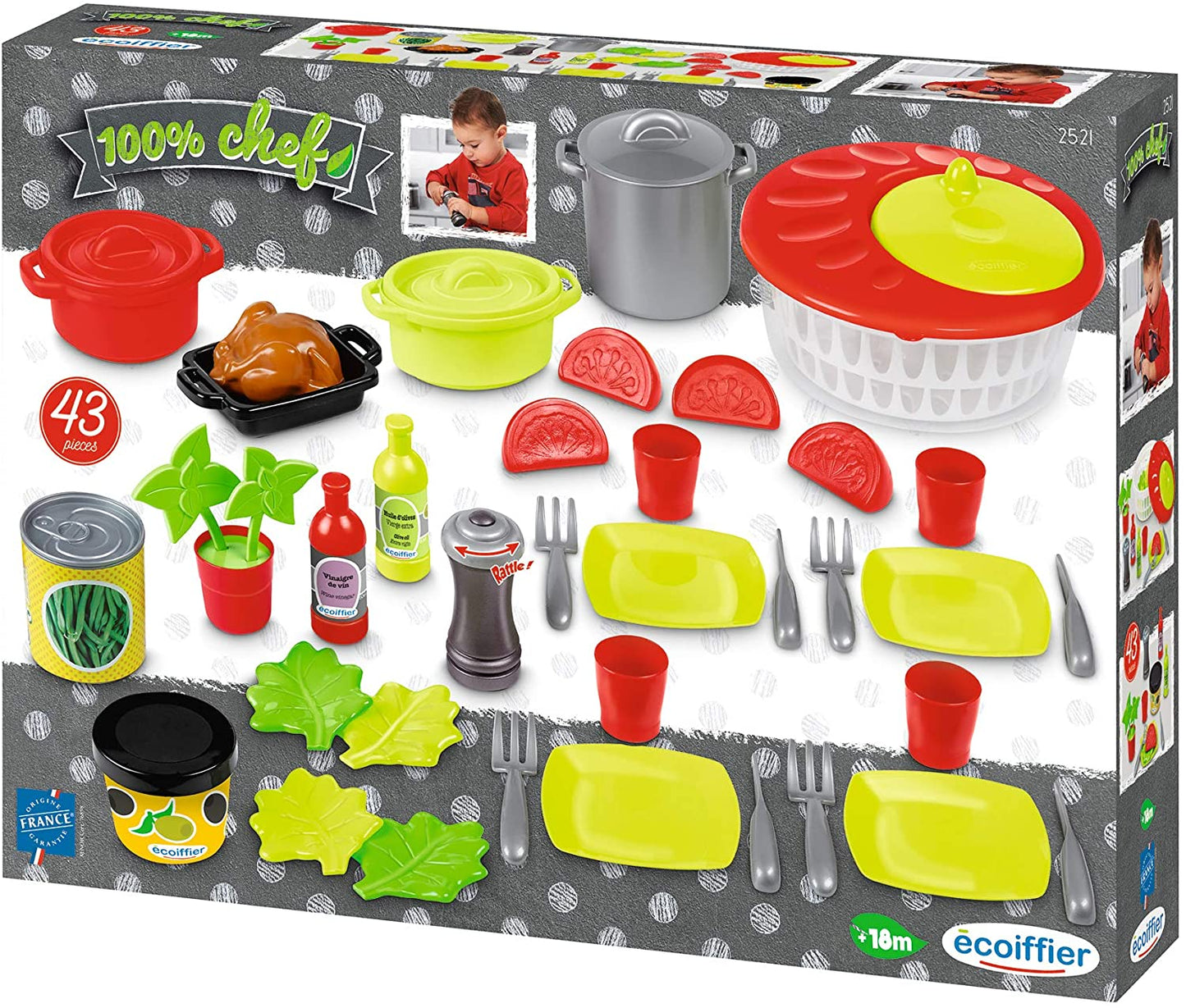 100% Chef - Kitchen Set with Salad Wash and 43 Accessories