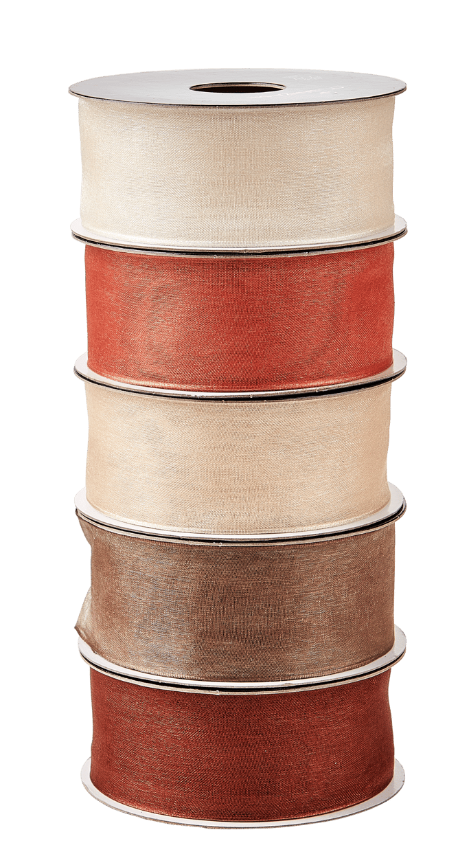 ORGANZA Ribbon with thread 5 colours brown, orange, taupe, cream, ivoryW 0.4 x W 500 cm - best price from Maltashopper.com CS677894