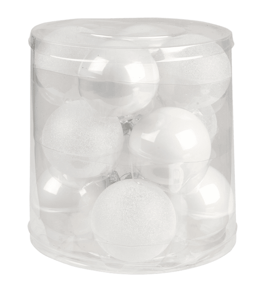 WHITE Christmas ball set of 12 whiteØ 6 cm - best price from Maltashopper.com CS664391