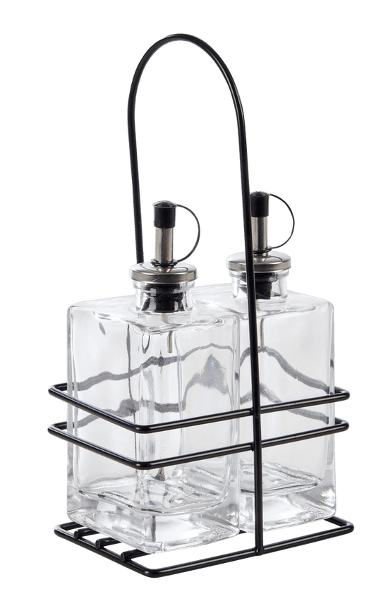 BISTRO Oil / vinegar bottle in black holder, transparent H 18.5 x W 13 x D 8.5 cm - best price from Maltashopper.com CS672637