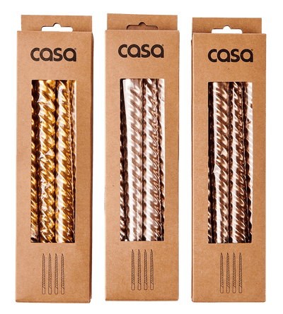 TWIST Candle set of 4 3 colors golden, bronze, pink H 25 cm - Ø 2,1 cm - best price from Maltashopper.com CS675843