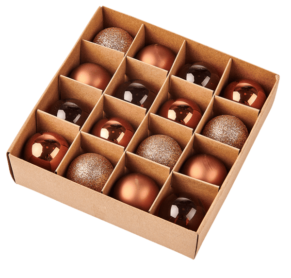 COPPER Christmas bauble set of 16 bronze, Ø 4 cm