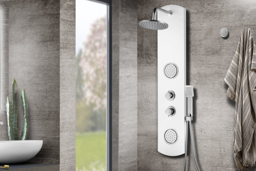 Bricocenter PVC KOLOA HYDRO COLUMN 110X20 SHOWER HEAD DIAM 20 CM+ HAND SHOWER +2 HYDROJETS WITH MIXER