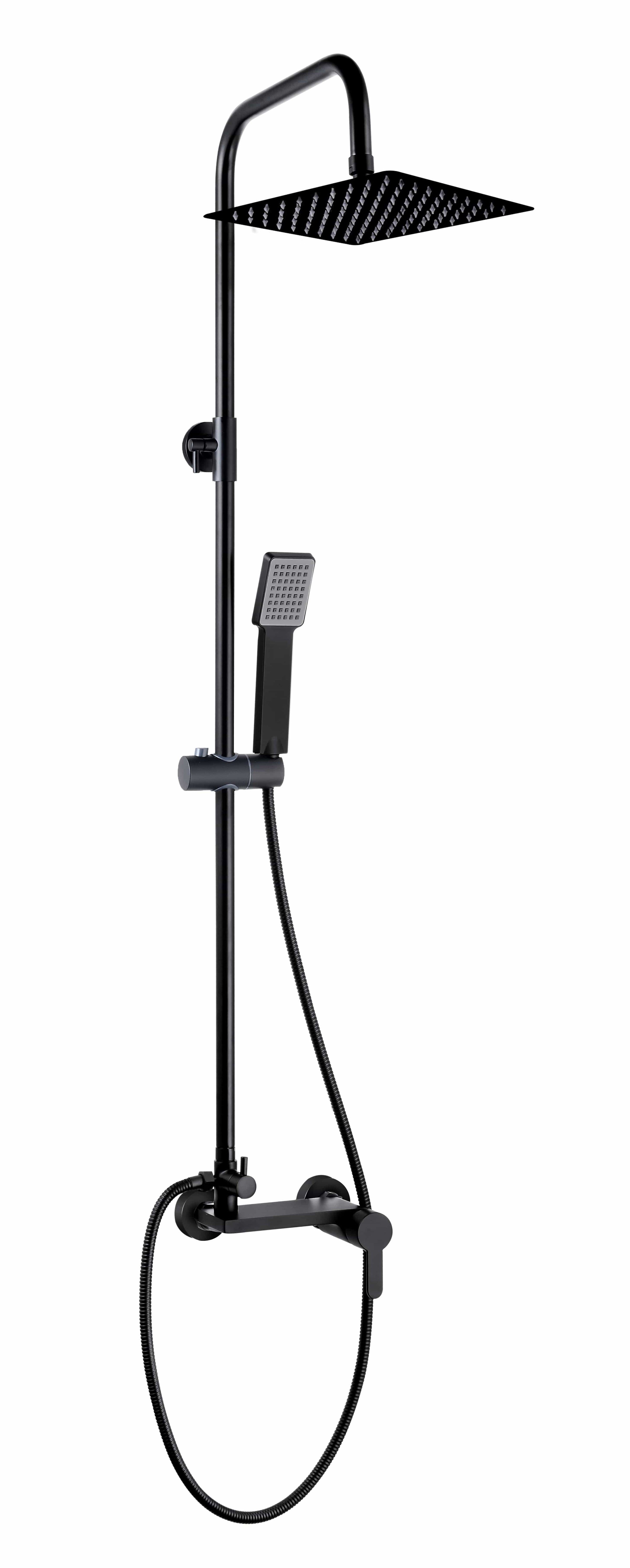 Bricocenter ELNATH SHOWER KIT BLACK -MIXER-BRACKET - OVERHEAD SHOWER 20 X 20 - HAND SHOWER 1 GE
