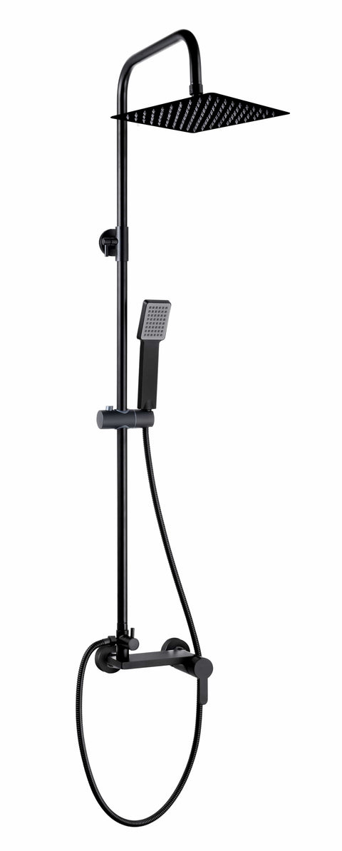 Bricocenter ELNATH SHOWER KIT BLACK -MIXER-BRACKET - OVERHEAD SHOWER 20 X 20 - HAND SHOWER 1 GE
