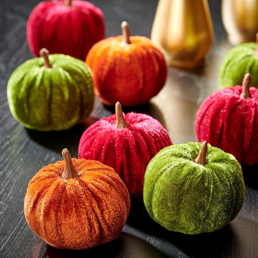 VELVET 9 multicolored decorative pumpkinsØ 6 cm - best price from Maltashopper.com CS635082