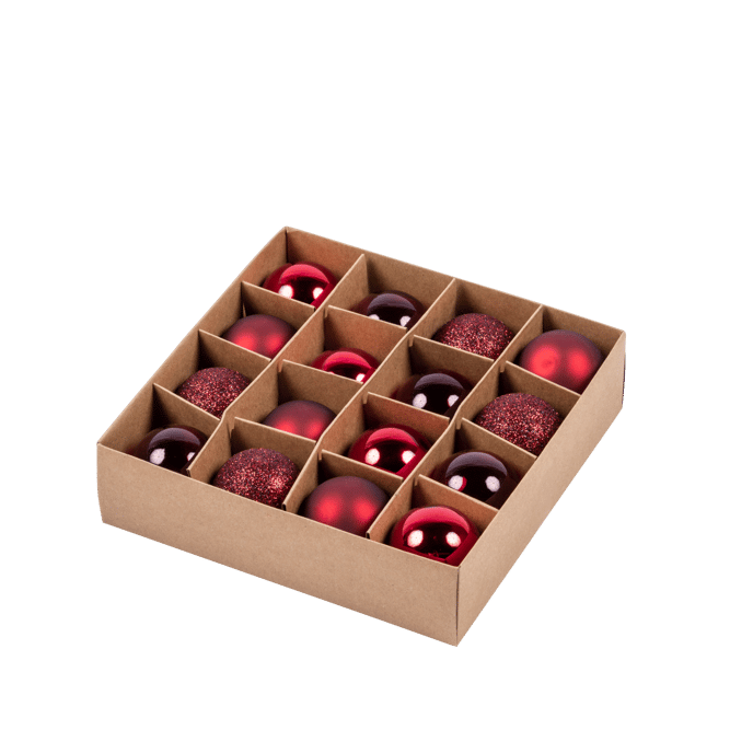 Casa DARK RED Christmas bauble set of 16 red, Ø 4 cm