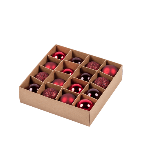 Casa DARK RED Christmas bauble set of 16 red, Ø 4 cm
