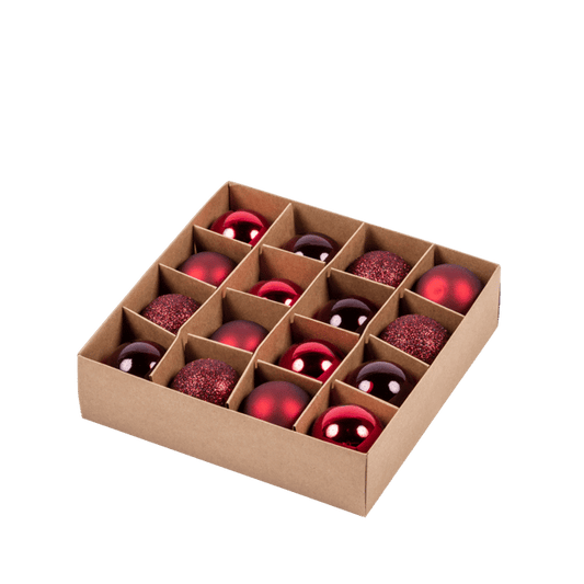 DARK RED Christmas ball set of 16 redØ 4 cm - best price from Maltashopper.com CS657335