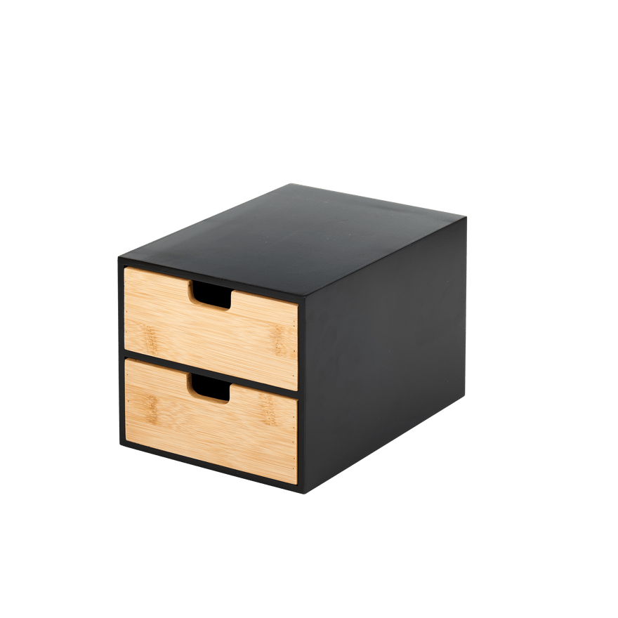 BAMBOO Chest of 2 drawers, black - best price from Maltashopper.com CS674695-BLACK