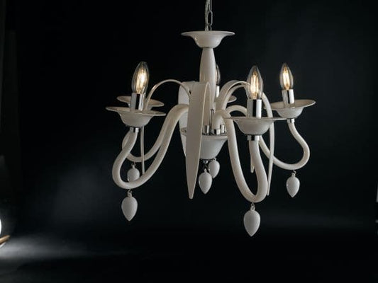 ESTEFAN ACRYLIC WHITE CHANDELIER D535XE14=40W